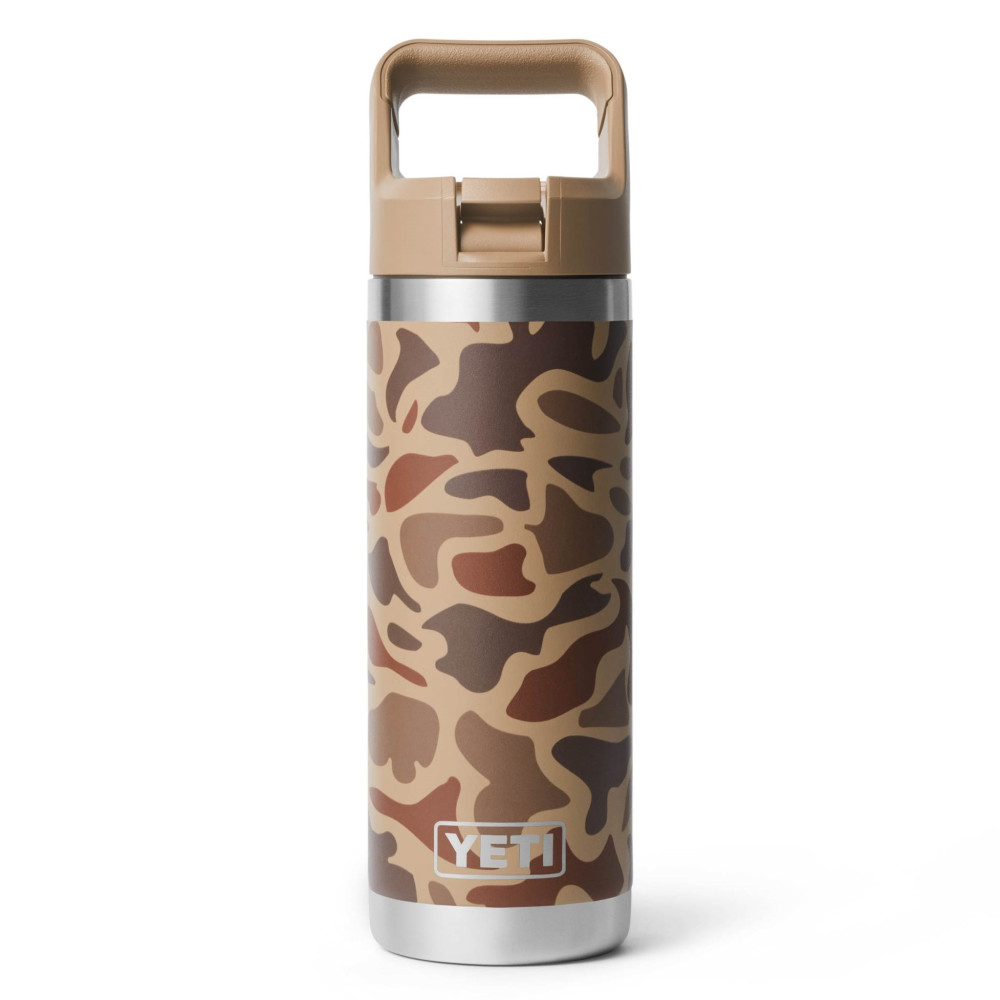 YETI Rambler 18 Oz Bottle Color Matched Straw Cap Wetlands Camo