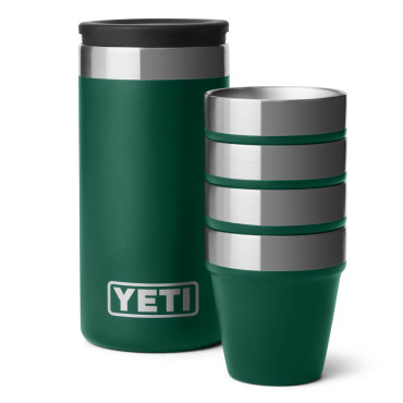 YETI Shot Glasses with Case Black Forest Green