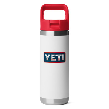 YETI Rambler 18 Oz Straw Bottle White/Rescue Red Badge