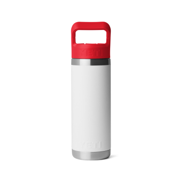 YETI Rambler 18 Oz Straw Bottle White/Rescue Red Badge