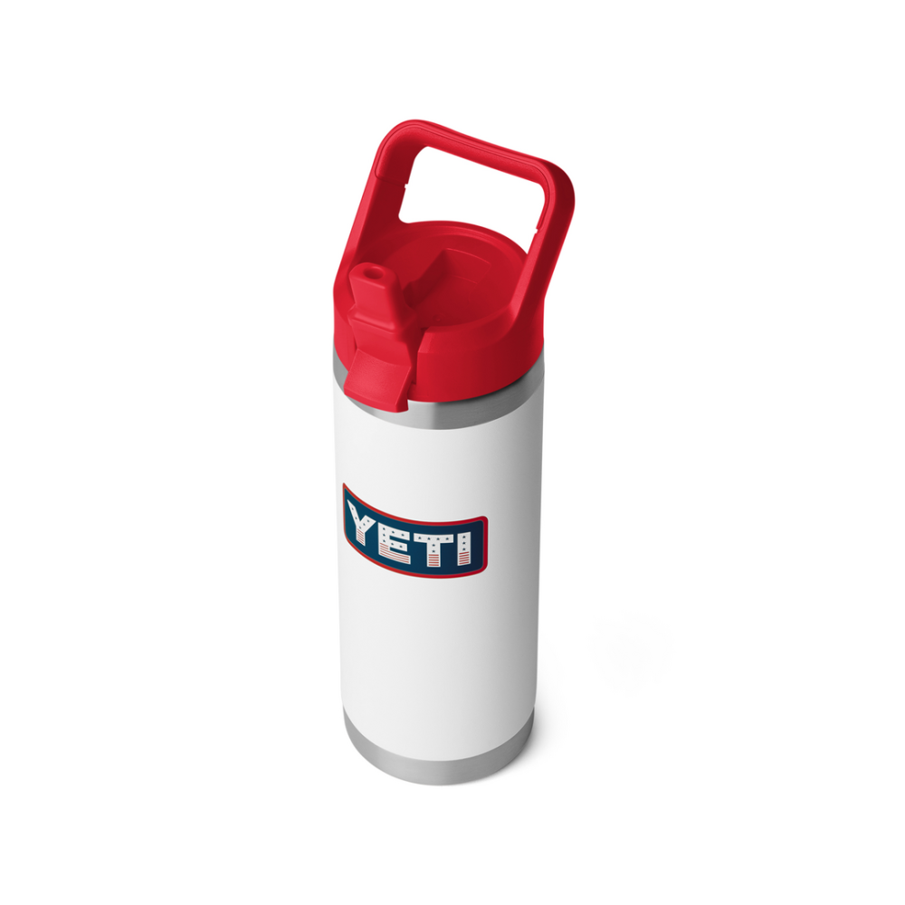 YETI Rambler 18 Oz Straw Bottle White/Rescue Red Badge
