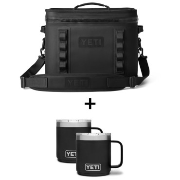 Yeti Hopper Flip 18 Soft Cooler Black + 2 Free Mugs