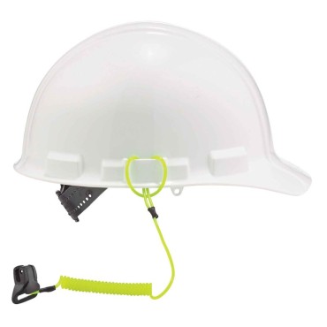 Ergodyne 3158  Lime Coil Hard Hat Lanyard with Clamp
