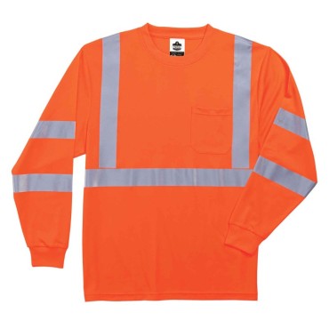 Ergodyne 8391 5XL Orange Class 3 Long Sleeve T-Shirt