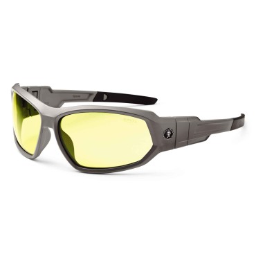 Ergodyne LOKI Yellow Lens Matte Gray Safety Glasses  Goggles