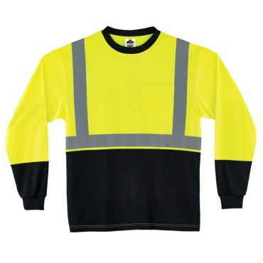 Ergodyne 8291BK 5XL Lime Type R Class 2 Black Front Long Sleeve T-Shirt
